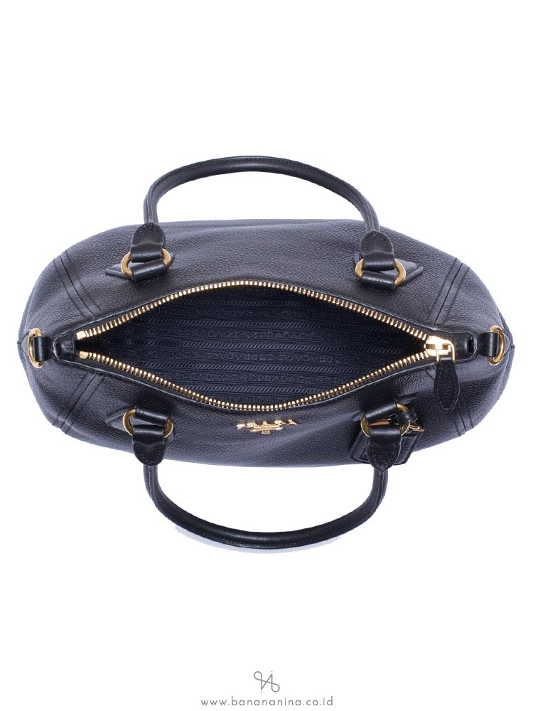PRADA 1BC032 Vitello Phoenix Leather Tote Nero Black