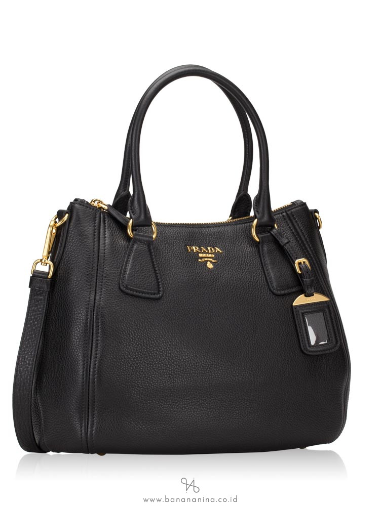 PRADA 1BC032 Vitello Phoenix Leather Tote Nero Black