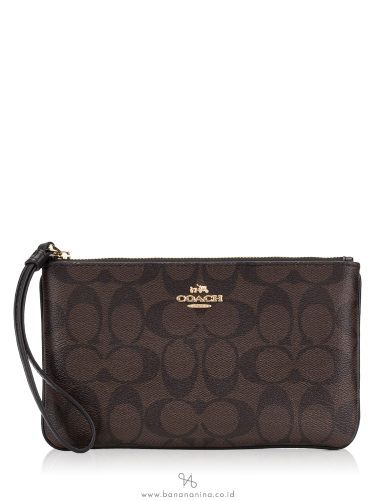 COACH 58695 Signature Large Wristlet Brown Black