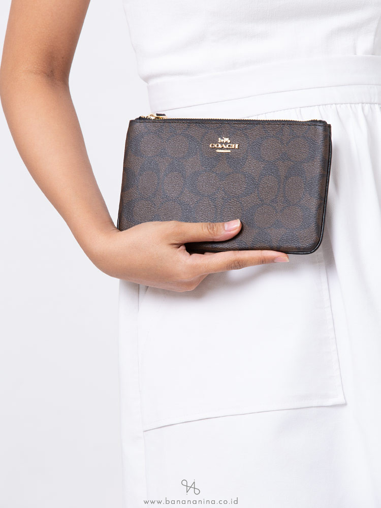 COACH 58695 Signature Large Wristlet Brown Black