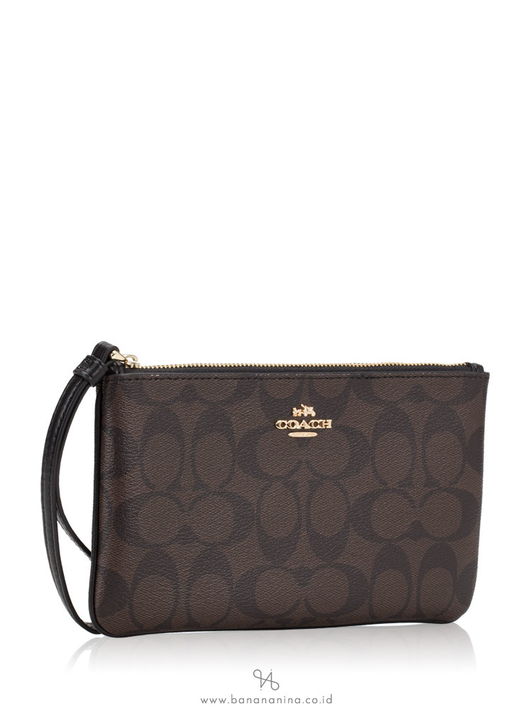 COACH 58695 Signature Large Wristlet Brown Black