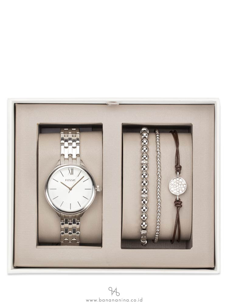 FOSSIL BQ3079 Stainless Watch And Bracelet Gift Set Silver