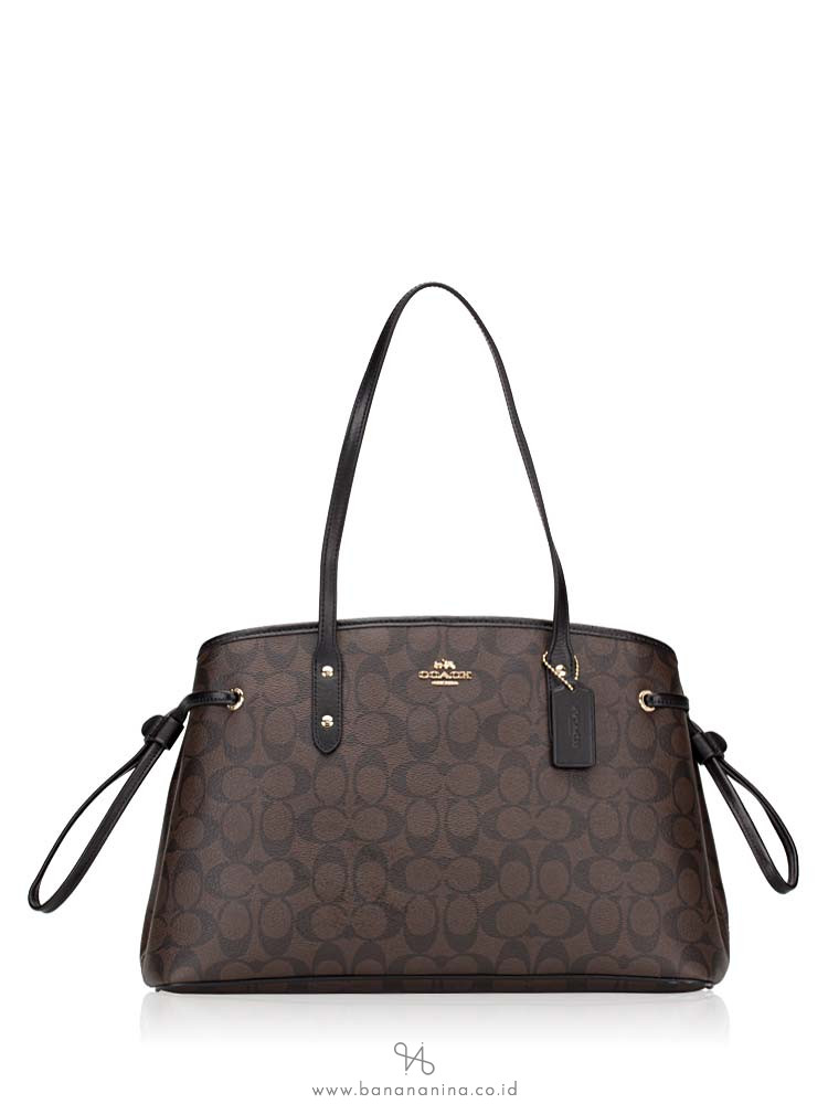 COACH 57842 Signature Drawstring Carryall Brown Black