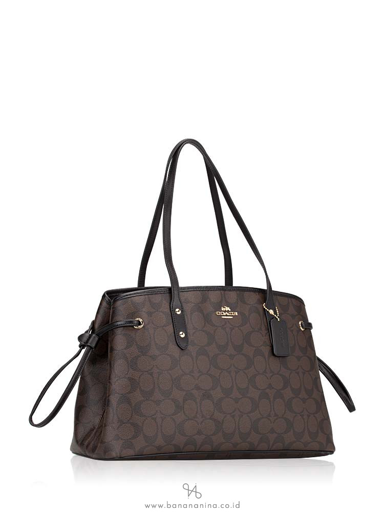 COACH 57842 Signature Drawstring Carryall Brown Black
