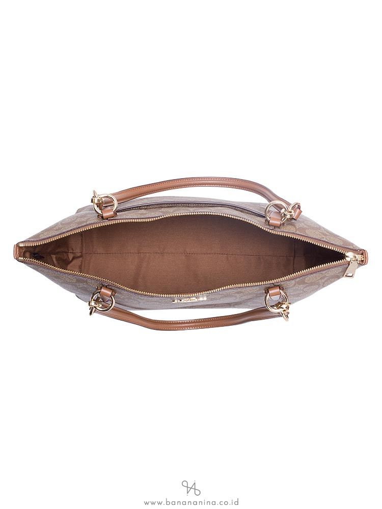 COACH 58318 Signature Ava Top Zip Tote Khaki Saddle