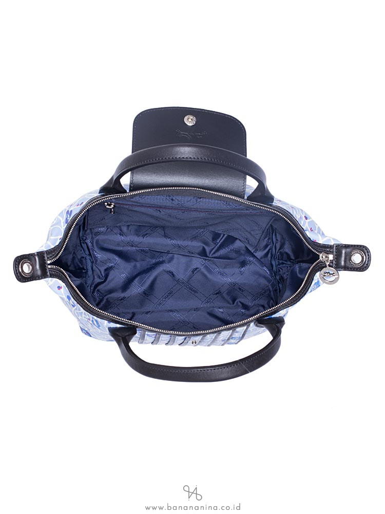 LONGCHAMP Le Pliage Cuir Fleuri Small SH Blue