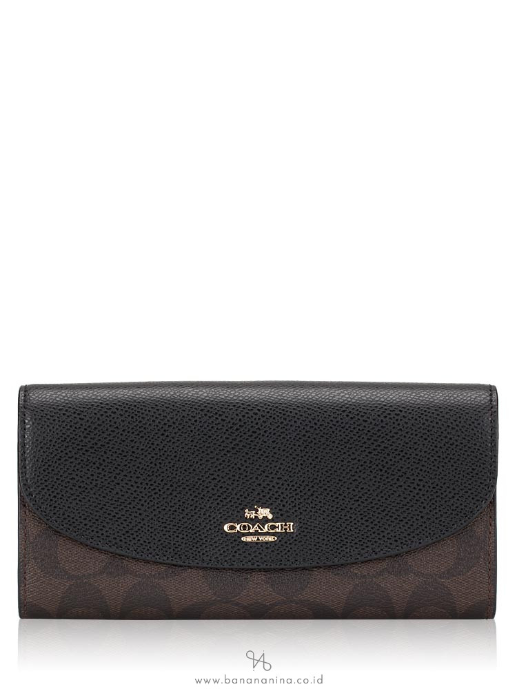COACH 54022 Signature Slim Envelope Wallet Brown Black