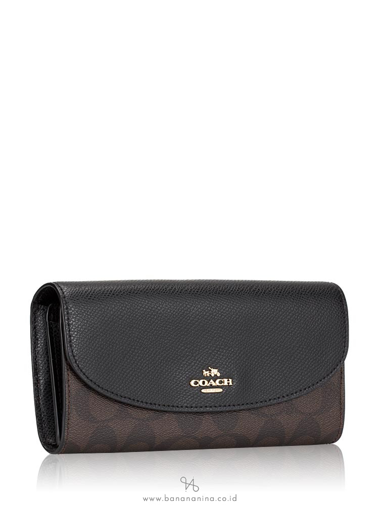 COACH 54022 Signature Slim Envelope Wallet Brown Black