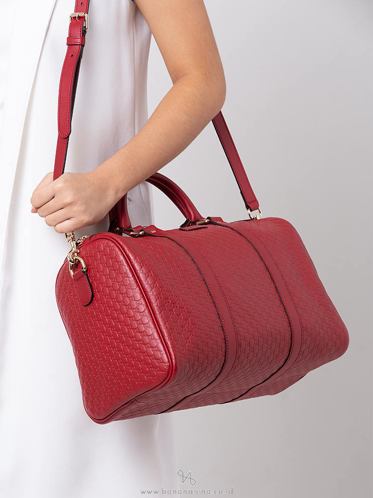 GUCCI Guccissima Boston With Strap Red