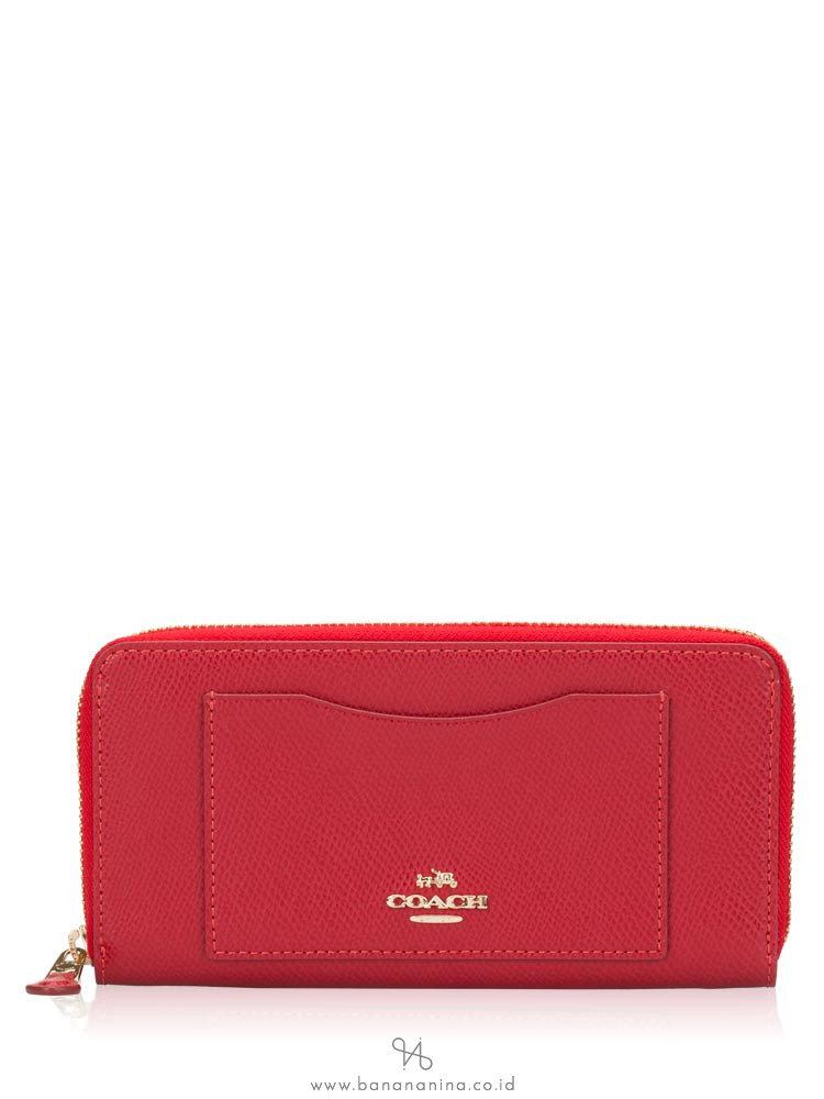 COACH 54007 Crossgrain Leather Zip Wallet True Red