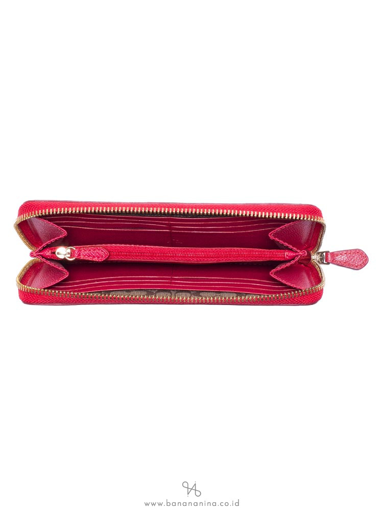 COACH 54007 Crossgrain Leather Zip Wallet True Red