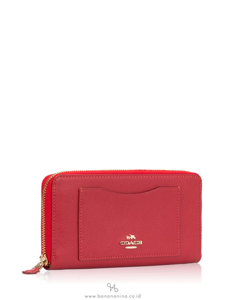 COACH 54007 Crossgrain Leather Zip Wallet True Red