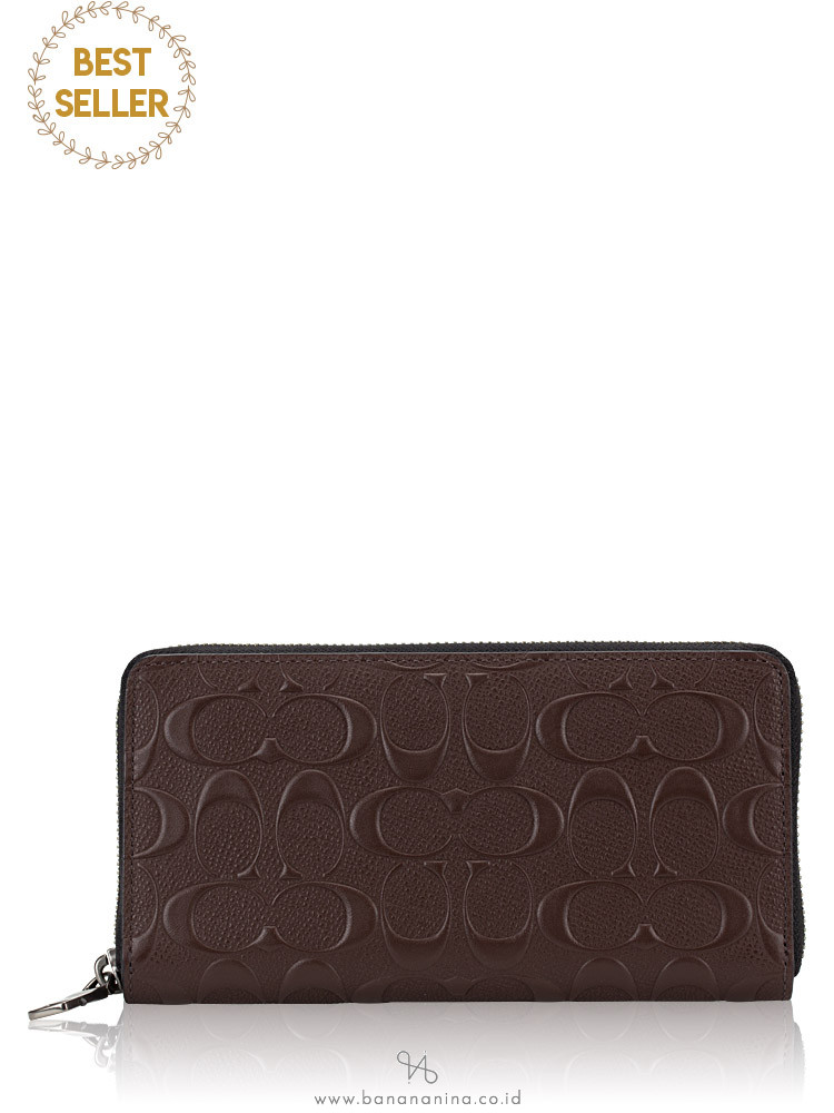 COACH 58113 Signature Crossgrain Zip Wallet Mahogany