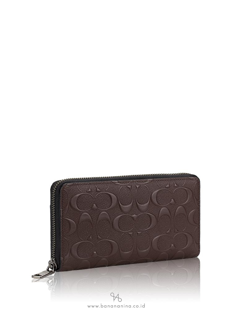 COACH 58113 Signature Crossgrain Zip Wallet Mahogany