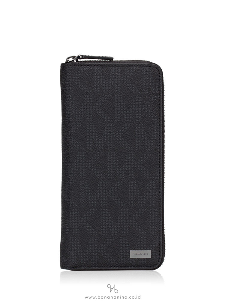 MICHAEL KORS Men Jet Set Signature Zip Wallet Black