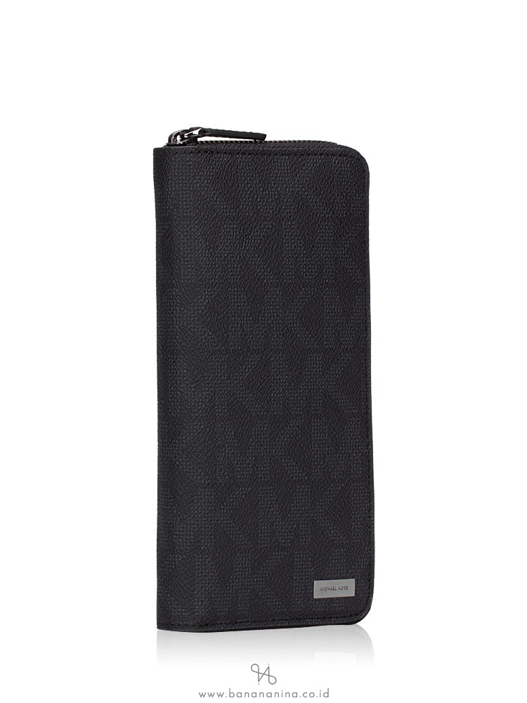 MICHAEL KORS Men Jet Set Signature Zip Wallet Black