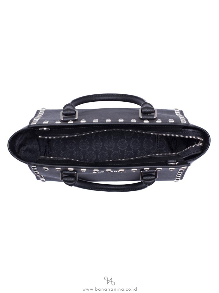 MICHAEL KORS Selma Studded Medium Leather Satchel Black