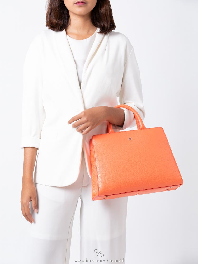 AIGNER Cybill Leather Medium Satchel Orange