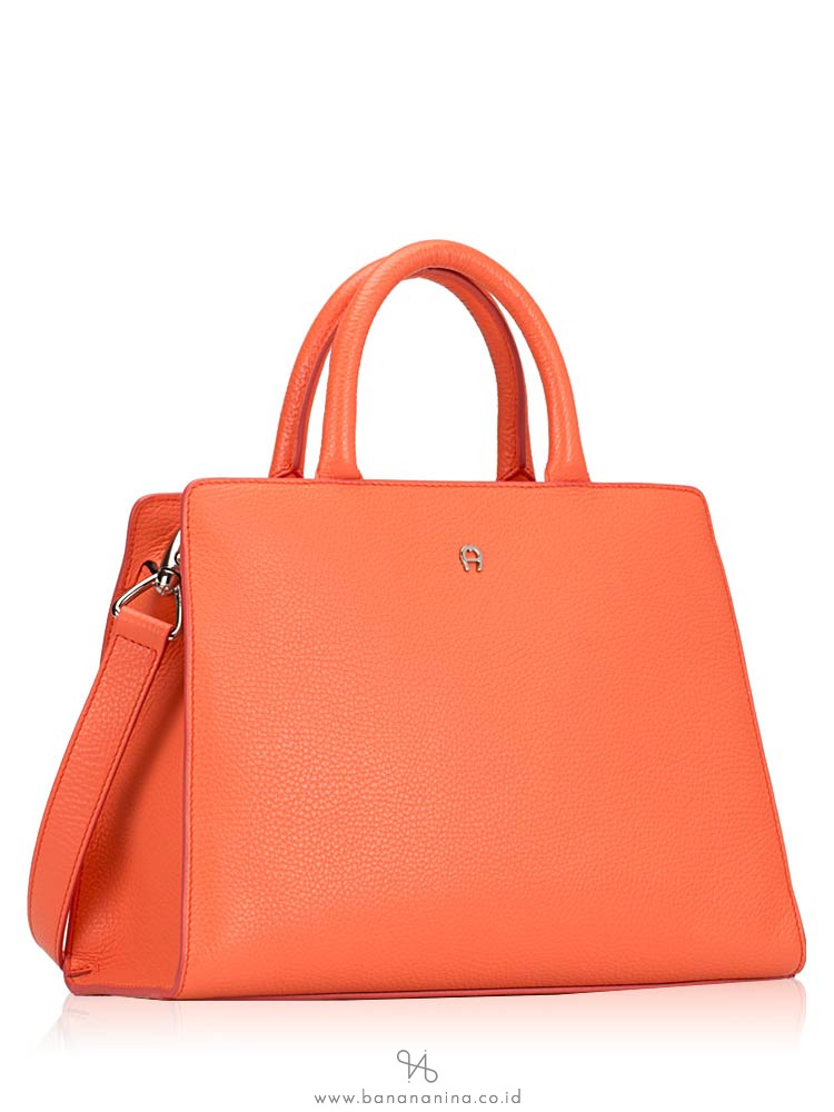 AIGNER Cybill Leather Medium Satchel Orange