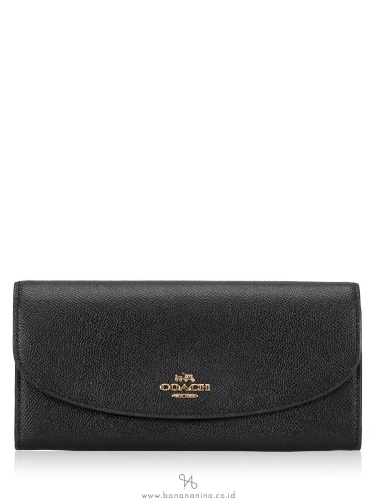 COACH 54009 Crossgrain Leather Slim Envelope Wallet Black