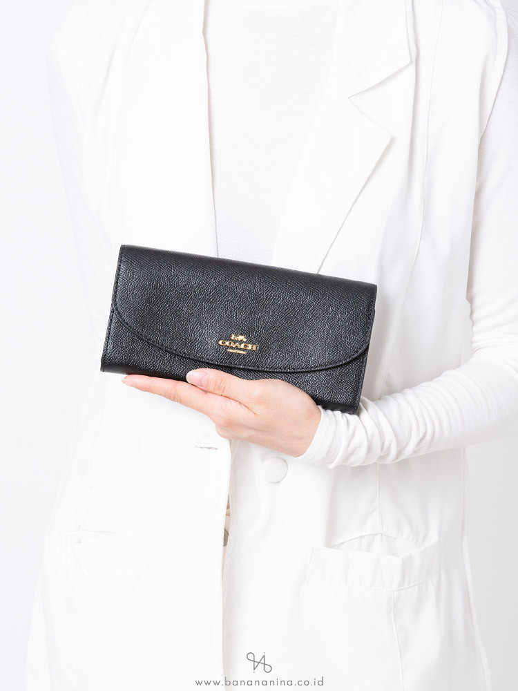 COACH 54009 Crossgrain Leather Slim Envelope Wallet Black