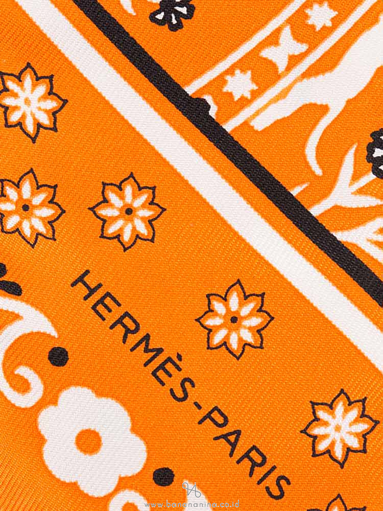 HERMES Twilly Scarf Wind People Orange