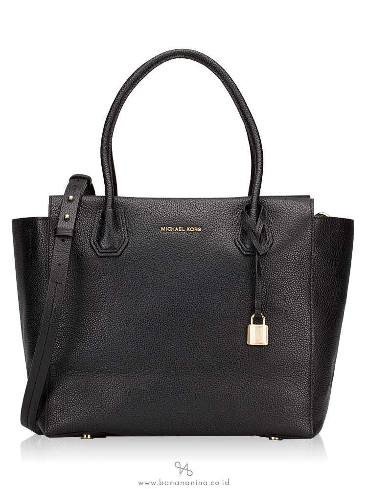 MICHAEL KORS Mercer Large Leather Satchel Black