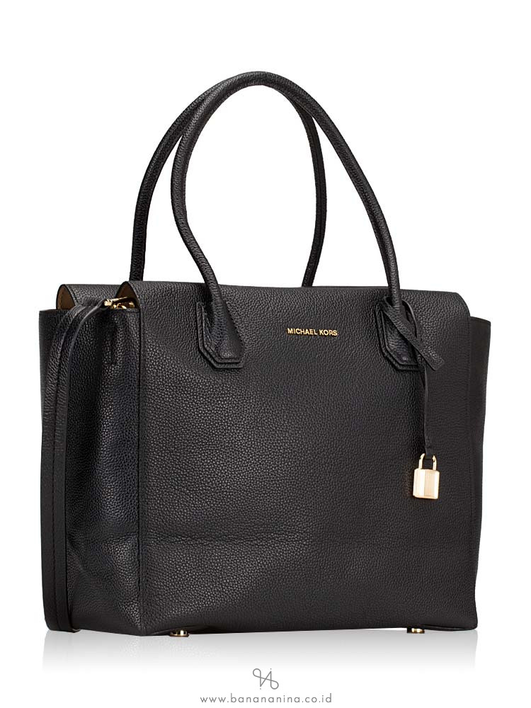 MICHAEL KORS Mercer Large Leather Satchel Black