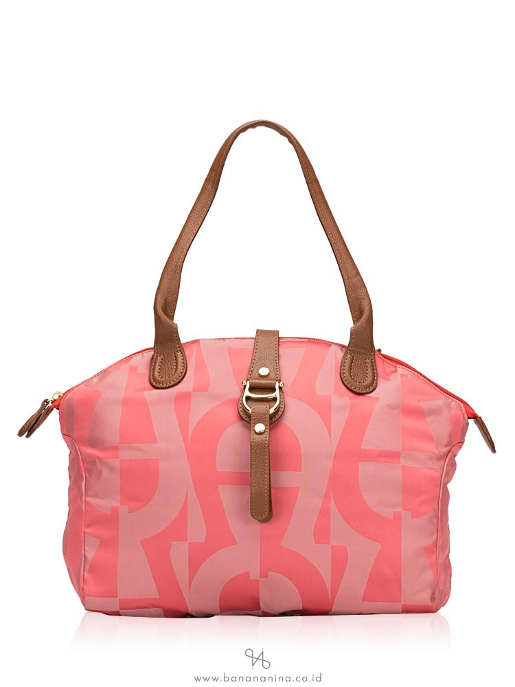 AIGNER Piccolina Signature Nylon Tote Coral Red