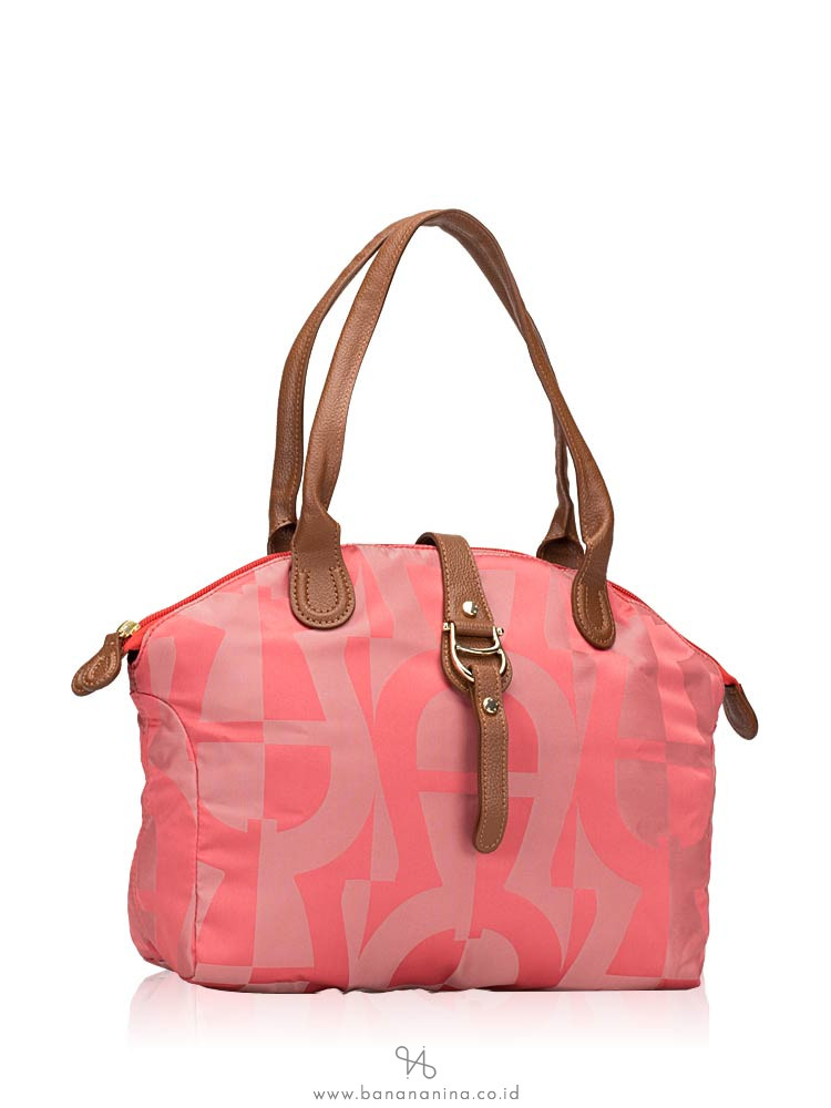 AIGNER Piccolina Signature Nylon Tote Coral Red