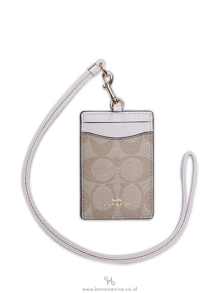 COACH 63274 Signature ID Lanyard Light Khaki Chalk