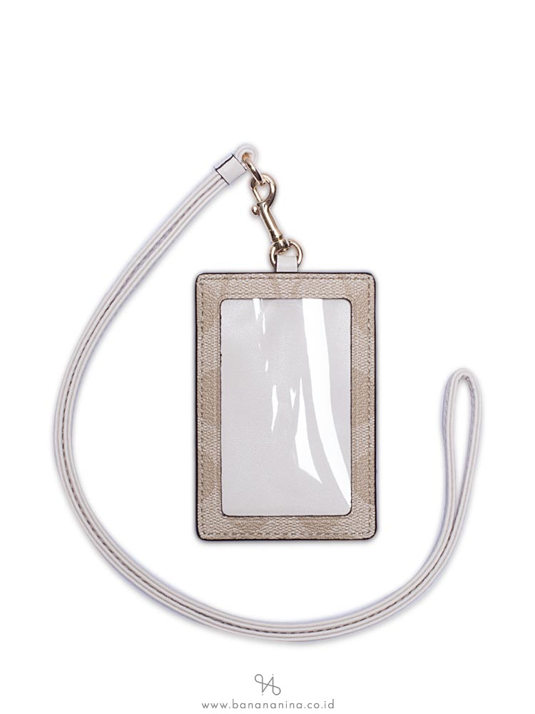 COACH 63274 Signature ID Lanyard Light Khaki Chalk