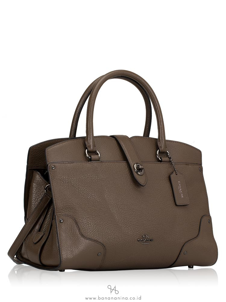 COACH 37575 Mercer 30 Grain Leather Satchel Dark Fatigue