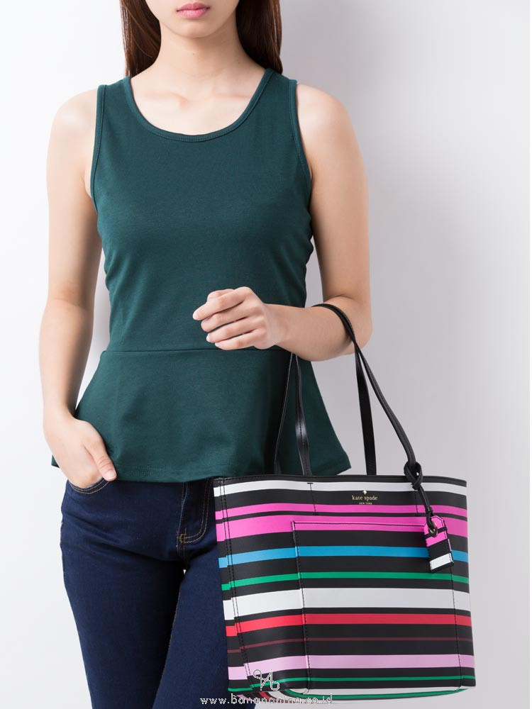 KATE SPADE Harding Street Stripe Small Riley Black Multi