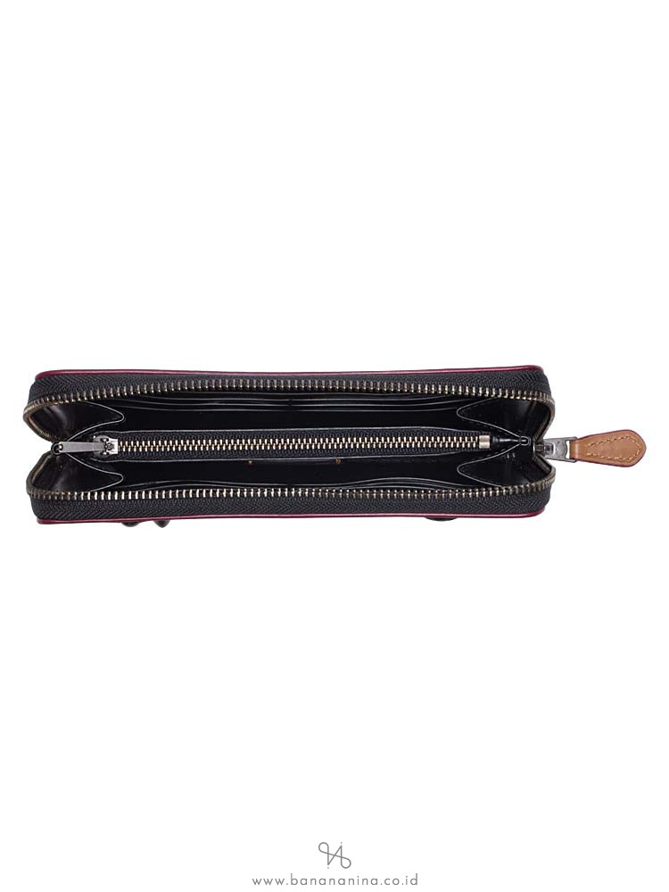COACH 59340 Mickey Leather Patches Zip Wallet Black Multi