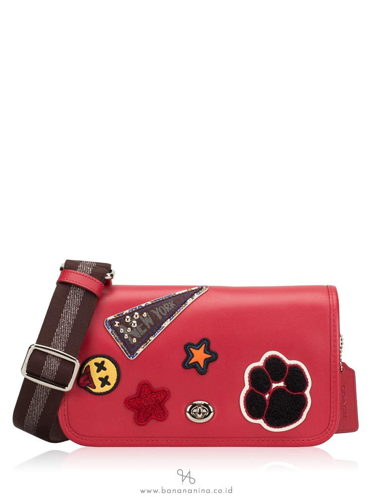 COACH 20912 Varsity Patches Leather Penny Crossbody True Red