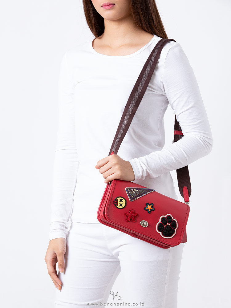 COACH 20912 Varsity Patches Leather Penny Crossbody True Red