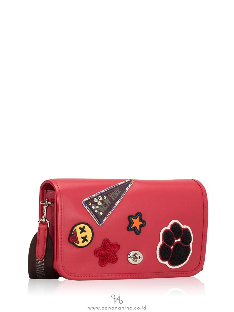 COACH 20912 Varsity Patches Leather Penny Crossbody True Red