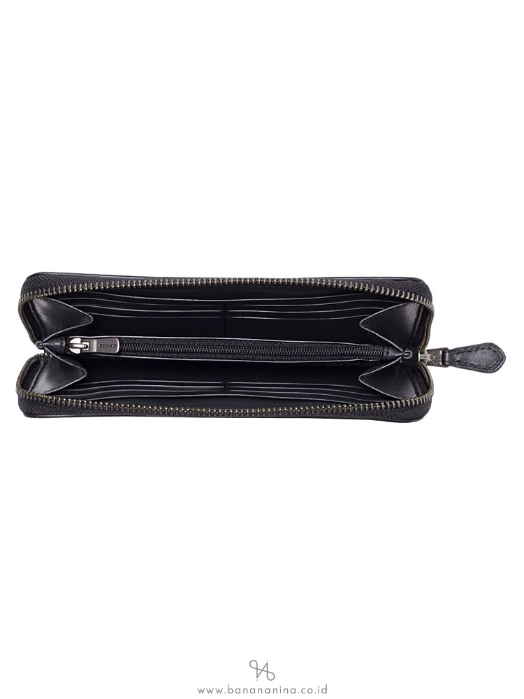 COACH 11855 Signature Varsity Large Patches Zip Wallet Brown Black