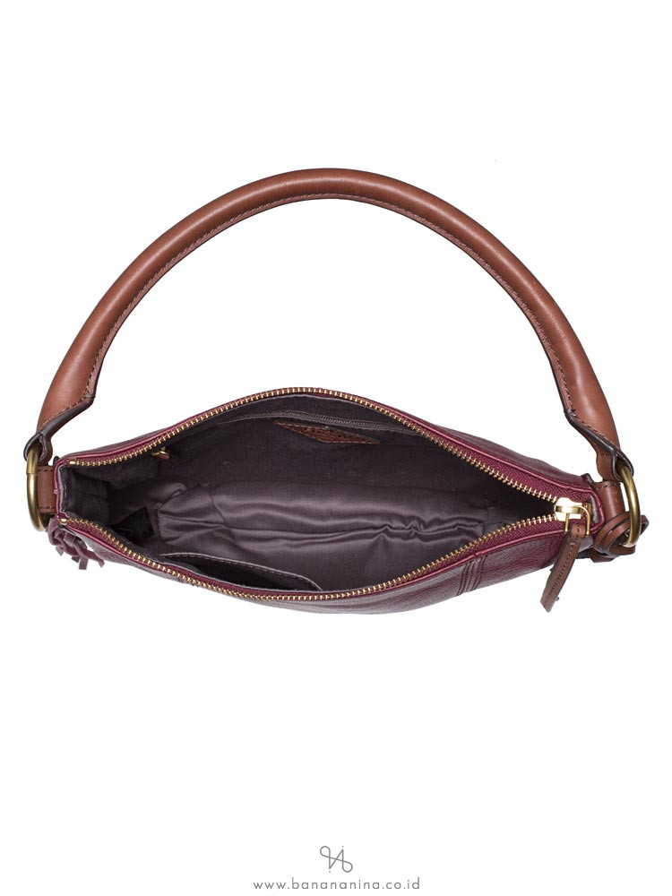FOSSIL SHB1477609 Molly Fringe Leather Hobo Wine