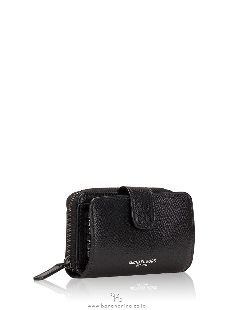 MICHAEL KORS Warren Leather Key Zip Wallet Black