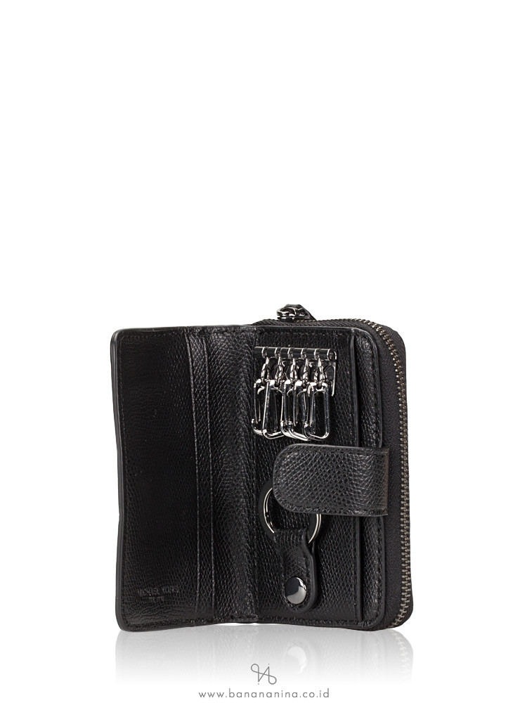 MICHAEL KORS Warren Leather Key Zip Wallet Black