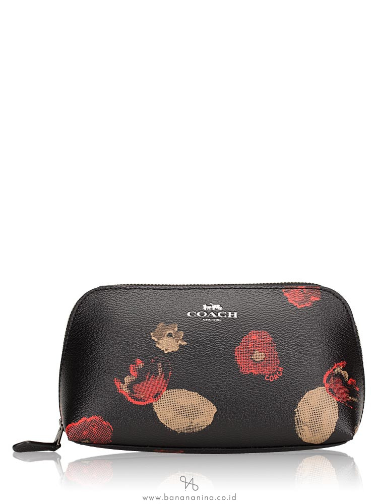 COACH 56001 Halftone Floral Cosmetic Case Black Multi