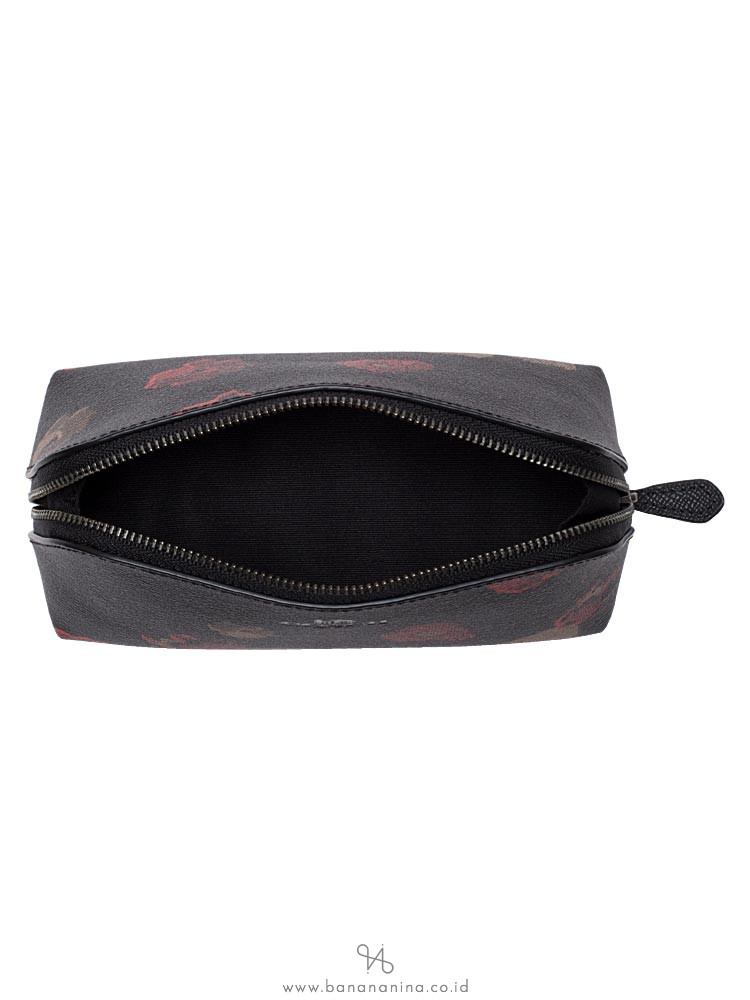 COACH 56001 Halftone Floral Cosmetic Case Black Multi