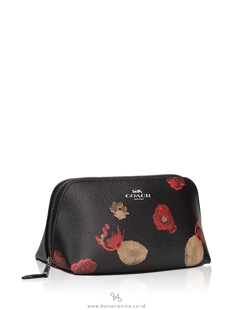 COACH 56001 Halftone Floral Cosmetic Case Black Multi