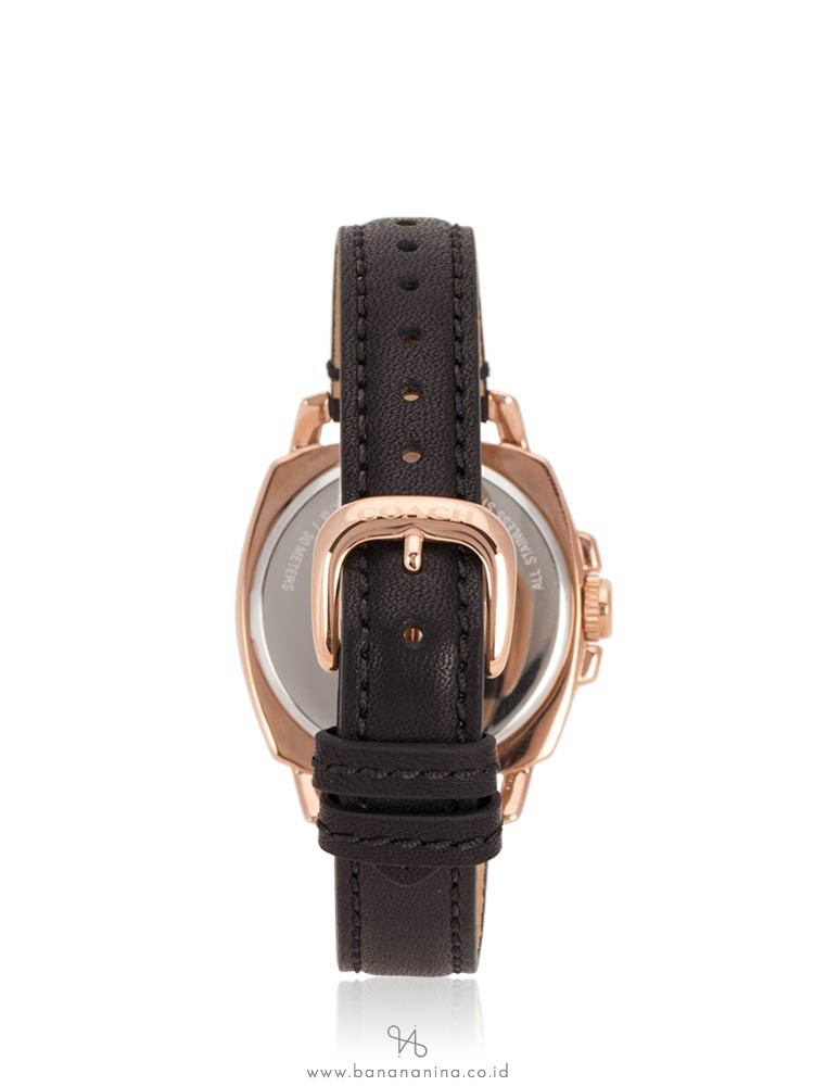 COACH 14502125 Boyfriend Chronograph Leather Strap Black Rosegold