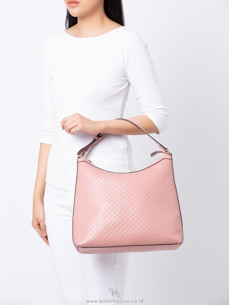 GUCCI Micro Guccissima Leather Hobo Soft Pink