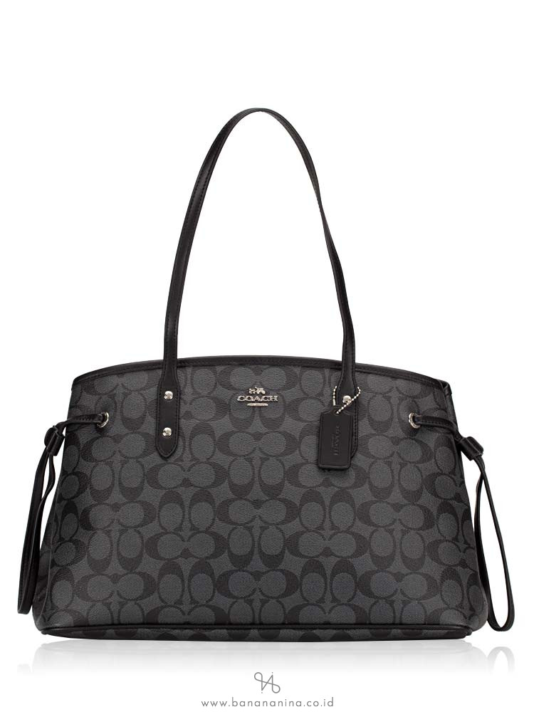 COACH 57842 Signature Drawstring Carryall Black Smoke