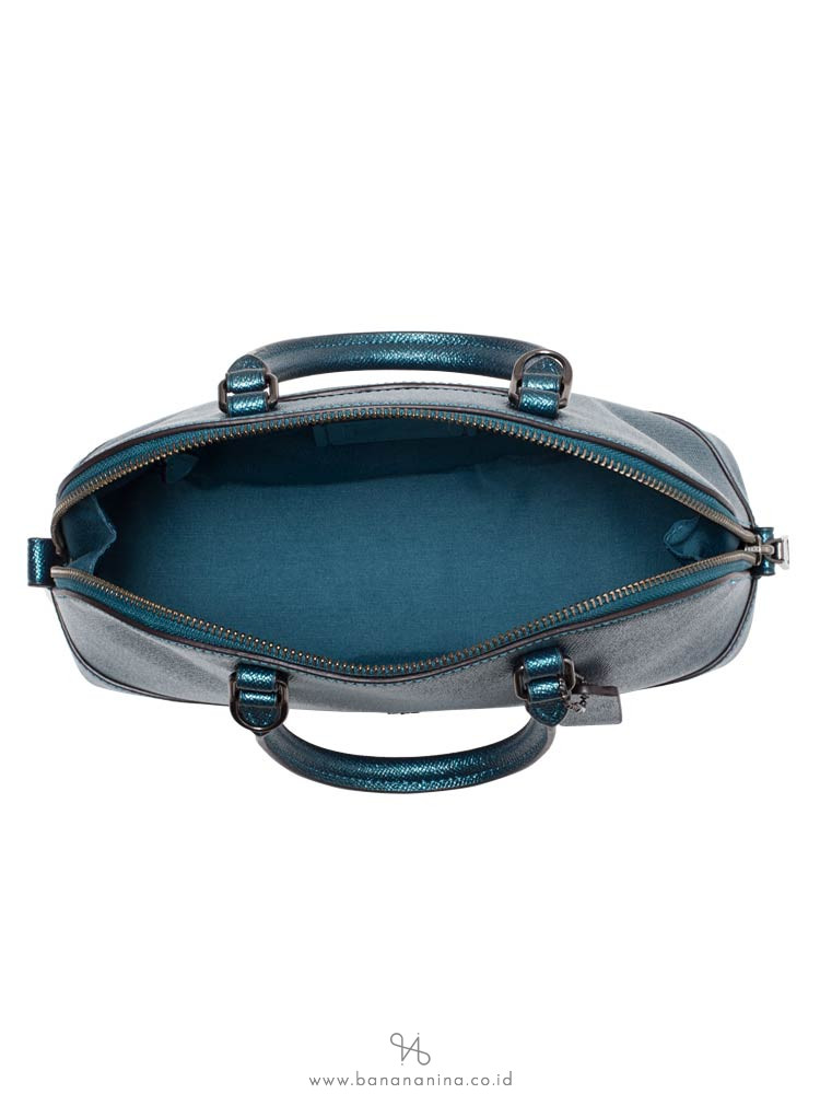 COACH 22315 Metallic Crossgrain Mini Sierra Satchel Dark Teal