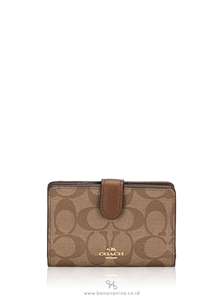 COACH 23553 Signature Medium Wallet Khaki Saddle